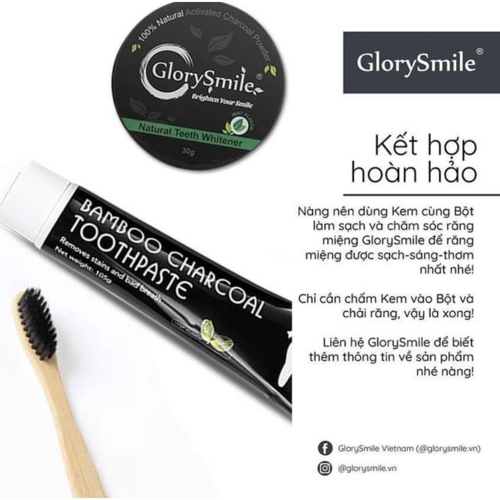 Kem đánh răng than hoạt tính glorysmile - phân phối độc quyền made in usa - ảnh sản phẩm 3