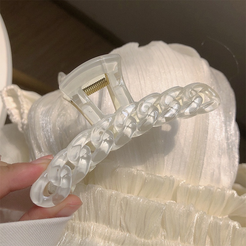 Kẹp Tóc Càng Cua Dây Xích Màu Hồng Gợn Sóng Hình Giọt Nước Kiểu Hàn Quốc Thời Trang Mùa Hè Cho Nữ
