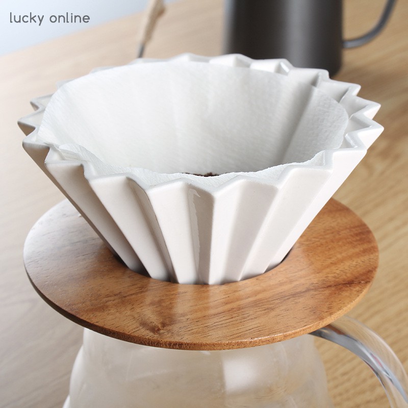 Phễu lọc cà phê v60 gốm sứ pha cafe pour over drip brew nhiều màu phong cách origami