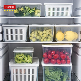 Hộp đựng thực phẩm có nắp đậy cao cấp, khay nhựa để tủ lạnh kèm rổ ráo nước bảo quản thức ăn tiện dụng