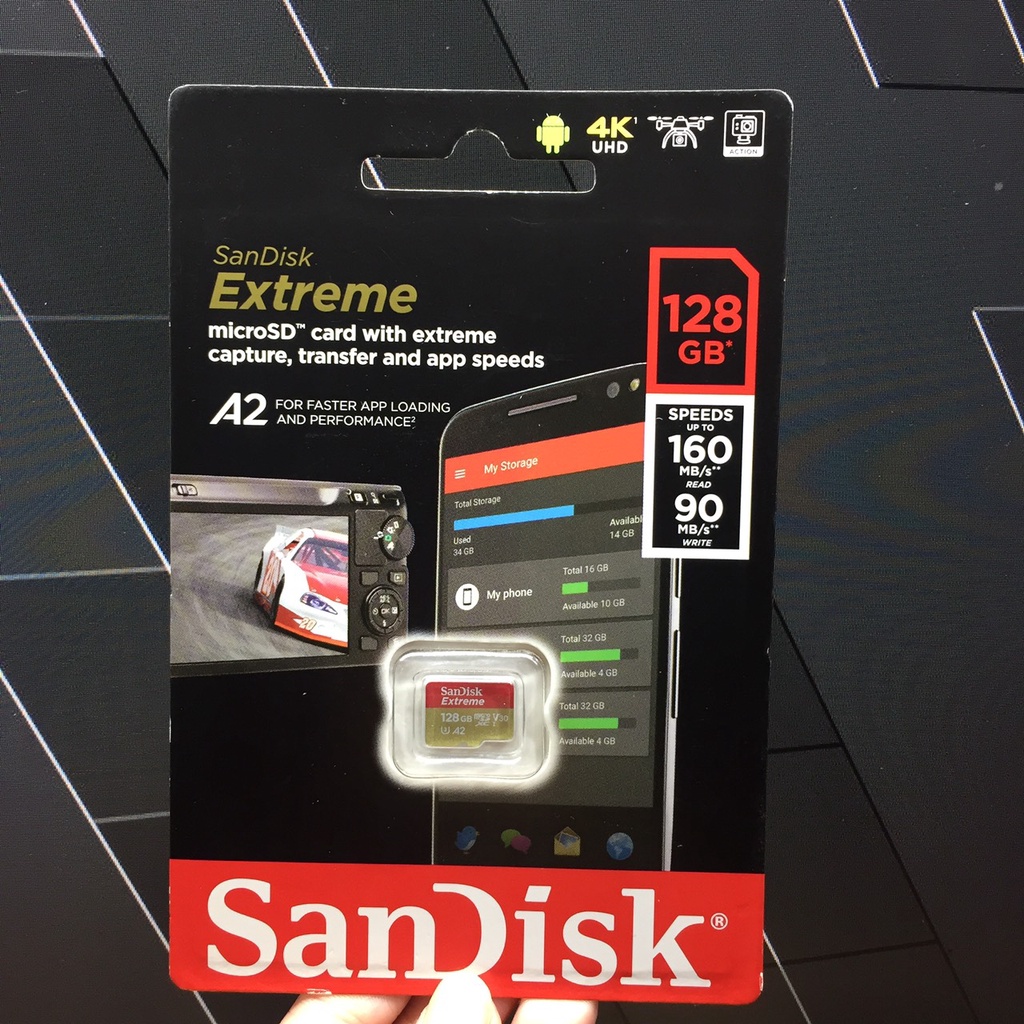 Thẻ nhớ MicroSDXC SanDisk Extreme A2 dung lượng 63/ 128 / 256GB Tốc độ 160MB/s SDSQXA1-128G-GN6M