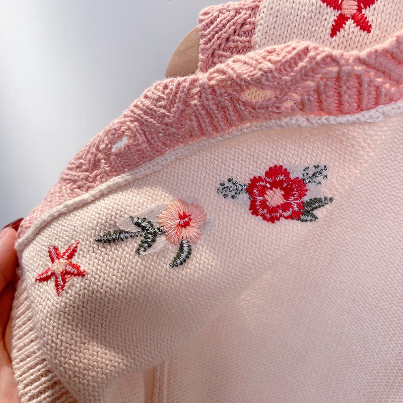 Áo ghi lê len thêu hoa 0-24m