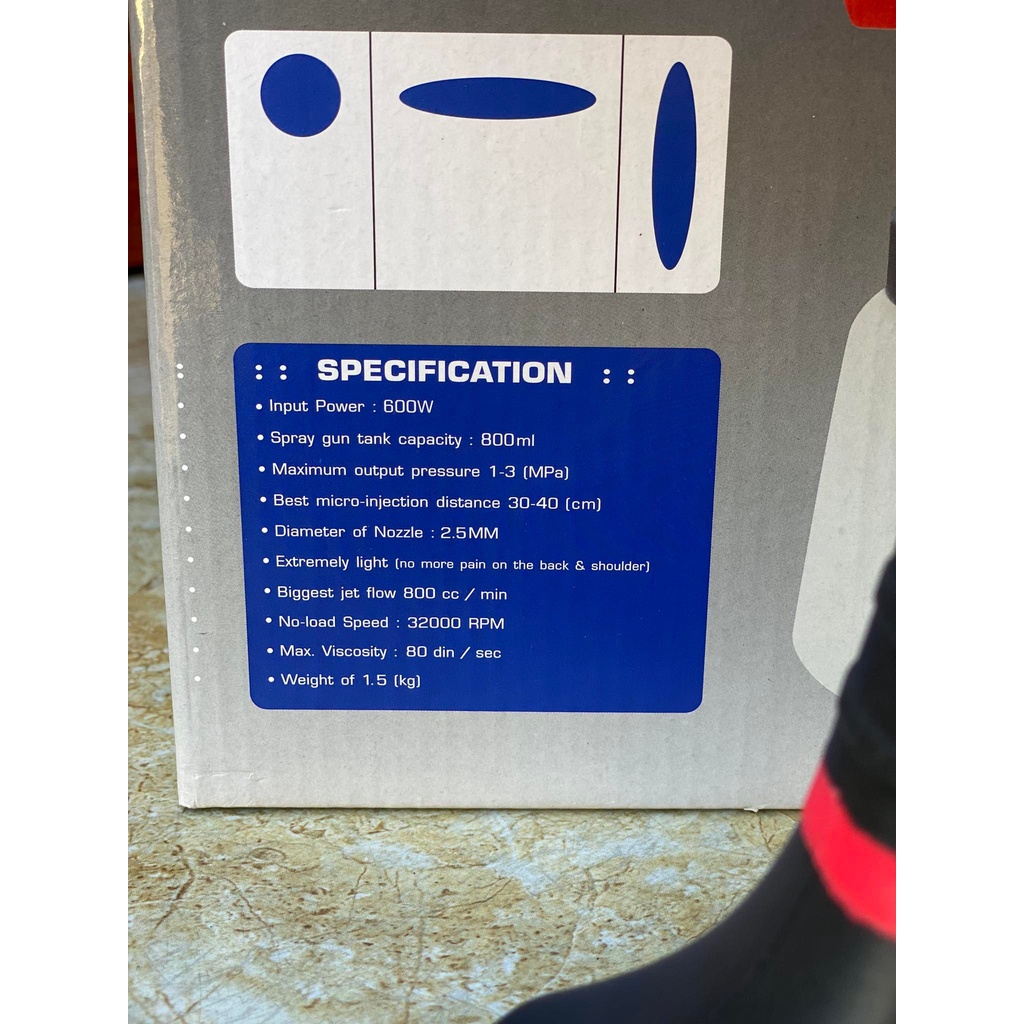 Máy phun sơn cầm tay, Súng phun sơn điện - Công suất 550W, bình chứa 800ml kèm cốc đo độ nhớt, kim vệ sinh
