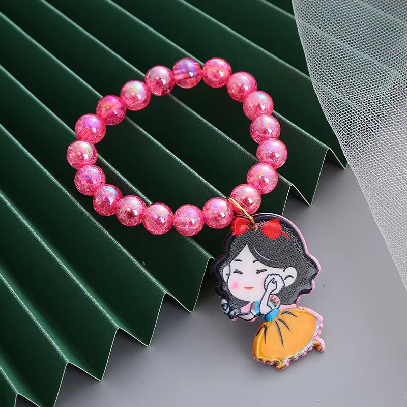 Vòng Tay Mặt Hình Công Chúa Elsa Cho Bé |Vòng Tay Chuỗi Hạt Co Giãn Hình Bạch Tuyết/ Nàng Tiên Cá