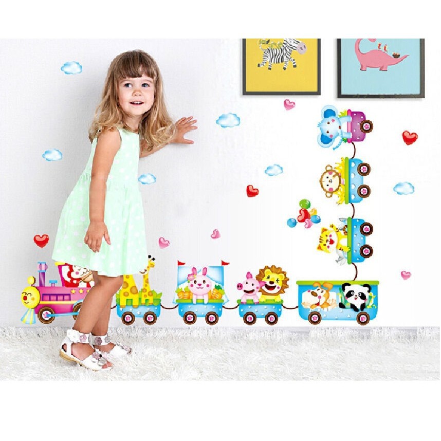 ღ♛ღAnimals Train Wall Stickers Decor Baby Room Fun Decor Removable Vinyl UK