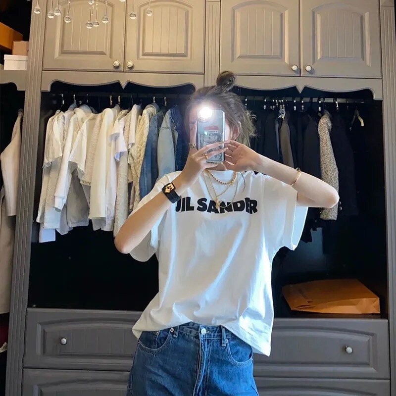 Áo Thun Tay Lỡ Jil Sander, Áo phông nam nữ form rộng 100% cotton