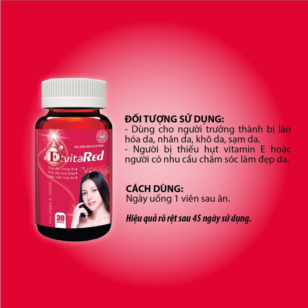 Viên Uống Sáng Đẹp Da Green Heart Pharma Evita Red Vitamin E Đỏ Lọ 30 Viên