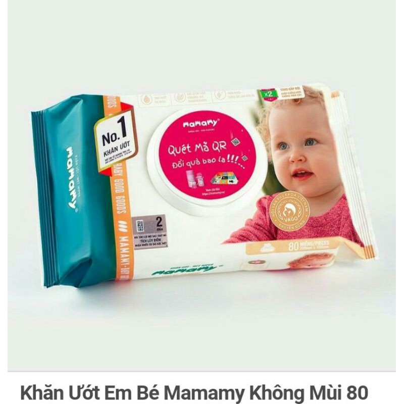 khăn ướt Mamamy không mùi/ có muig gói 80 miếng