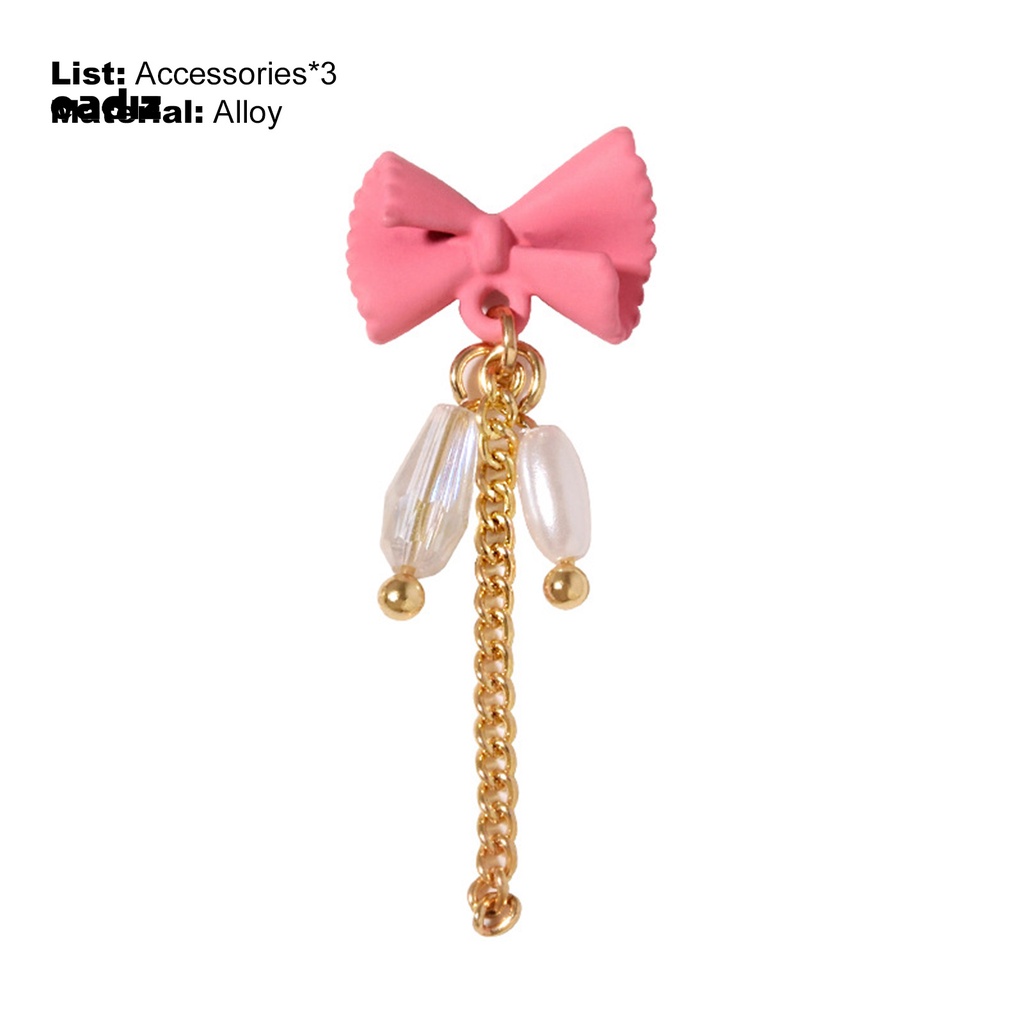 [Hàng mới về] Set 3 phụ kiện dây xích có đính nơ trang trí cho móng tay