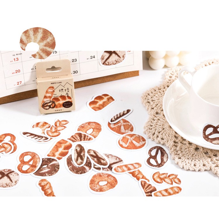 Hộp 45 miếng sticker mẫu bánh mì the bread