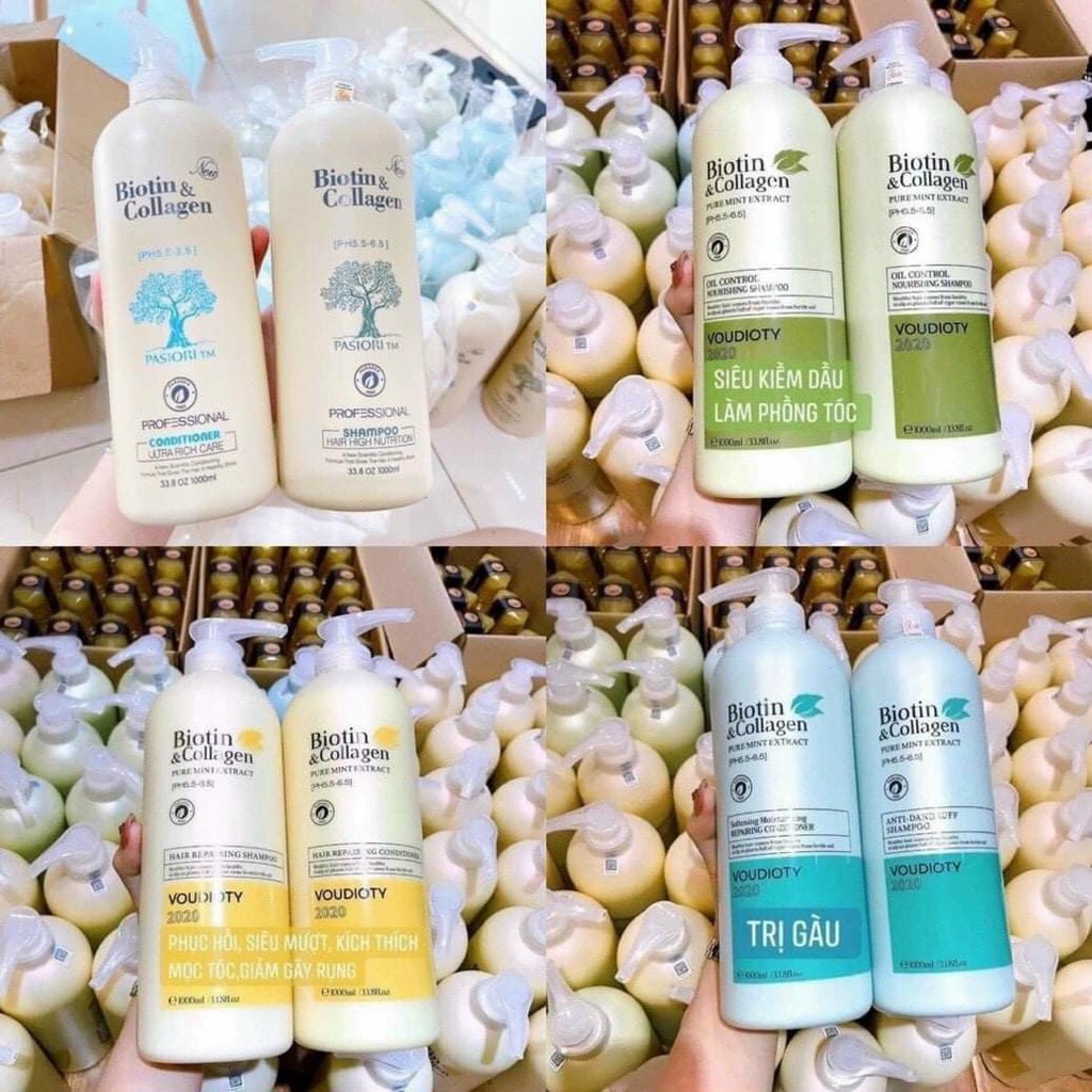 Cặp Dầu Gội Xả Biotin Collagen 1000ml X2