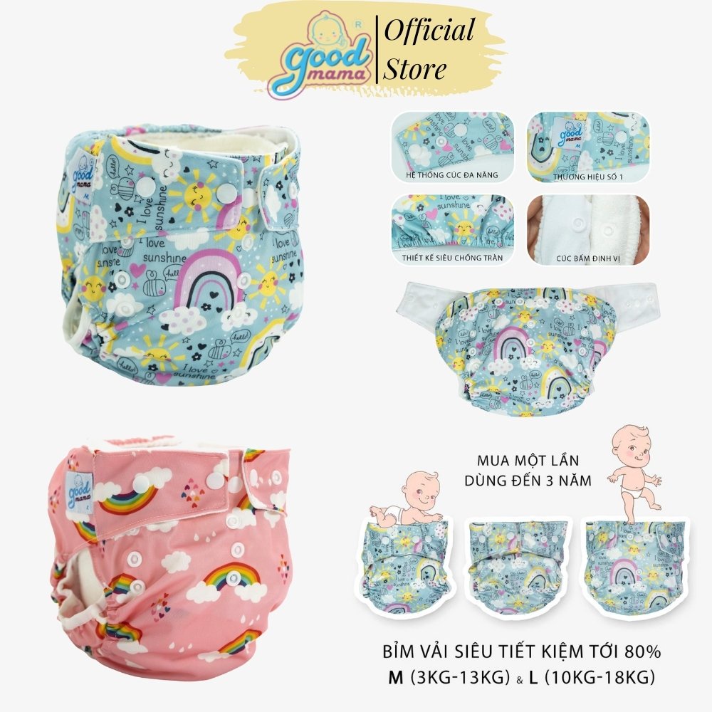 Bỉm Vải Cho Bé Goodmama Hàng Việt Nam Cao Cấp Chống tràn - Chống hăm Cho Con, Tiết Kiệm Cho Mẹ