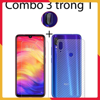 Combo cường lực dẻo Xiaomi Redmi Note 7, 2 miếng dán camera và 2 miếng dán carbon mặt sau