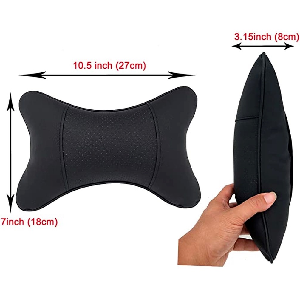 Bộ 2 Gối Tựa Cổ Bằng Da Pu Mini Màu Đen / Be / Xám / Nâu Cho Xe Hơi