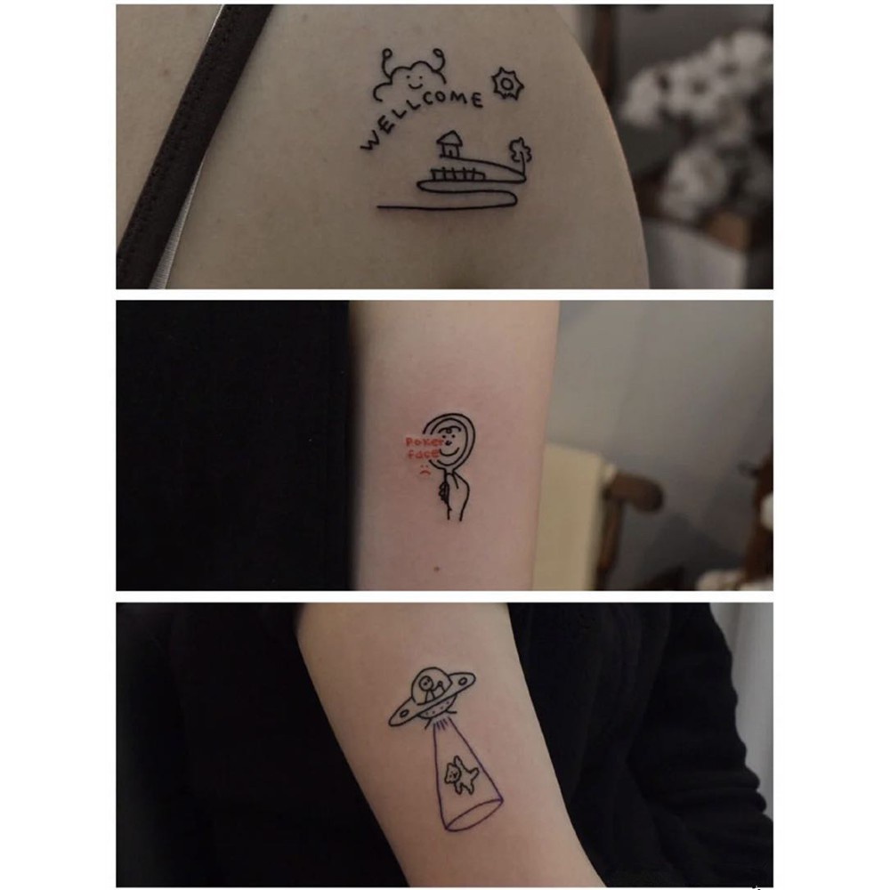 Bộ 45 miếng dán hình xăm tạm thời họa tiết chữ cái Tiếng Anh đơn giản thời trang chống thấm nước lâu trôi tiện lợi