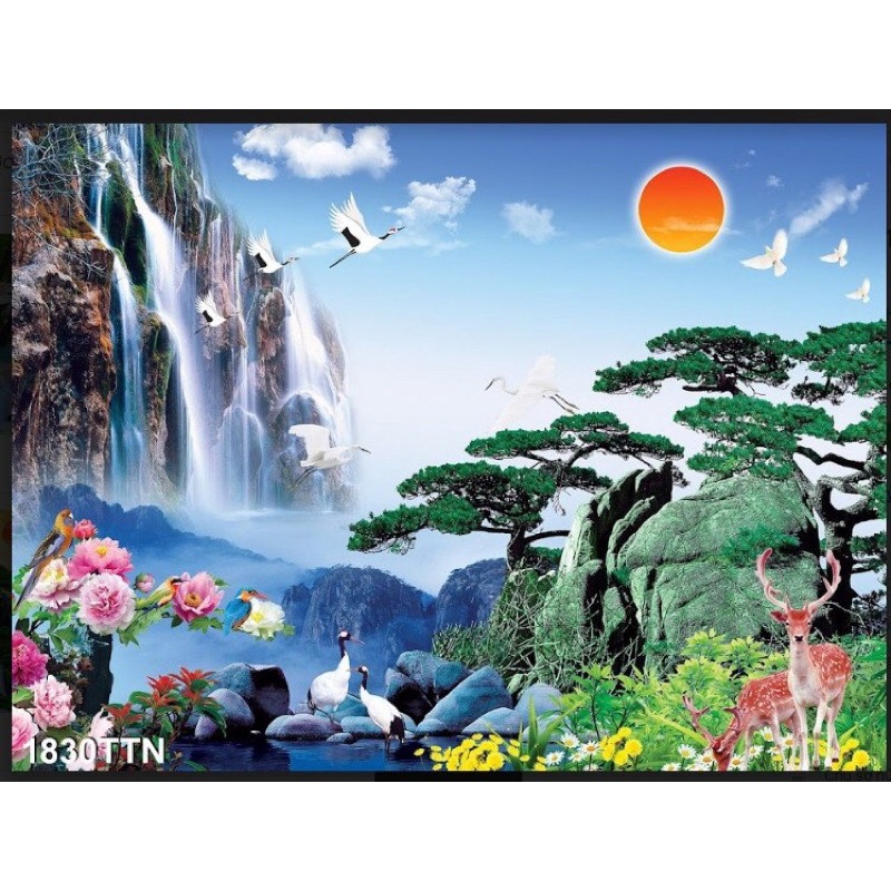 Tranh 3D trang trí hồ cá, bán cạn tiểu cảnh - chủ đề Thuỷ mặc part 5