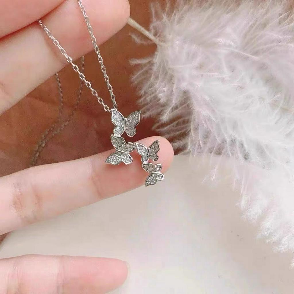 Dây chuyền nữ chất liêu kim loại màu bạc hình bướm V57
