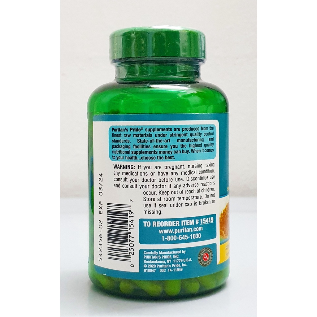 Date 10/25 - Tinh Chất Nghệ Puritan's Pride Turmeric Curcumin 500 mg chai 180 viên từ mỹ