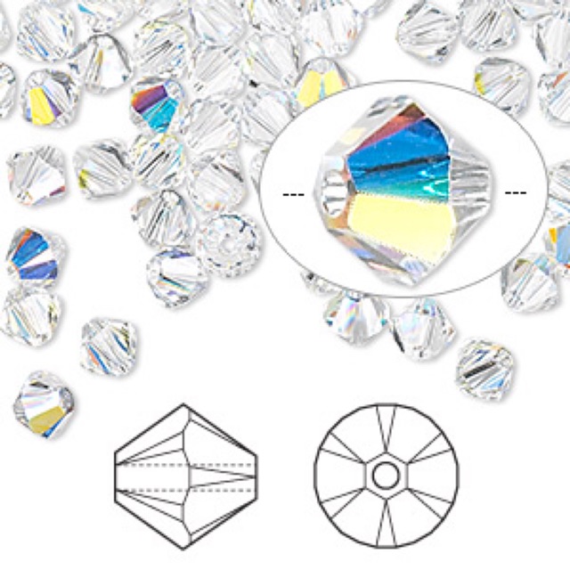 Hạt Pha Lê Swarovski 5328 - Màu 001AB - Size 3mm/4mm