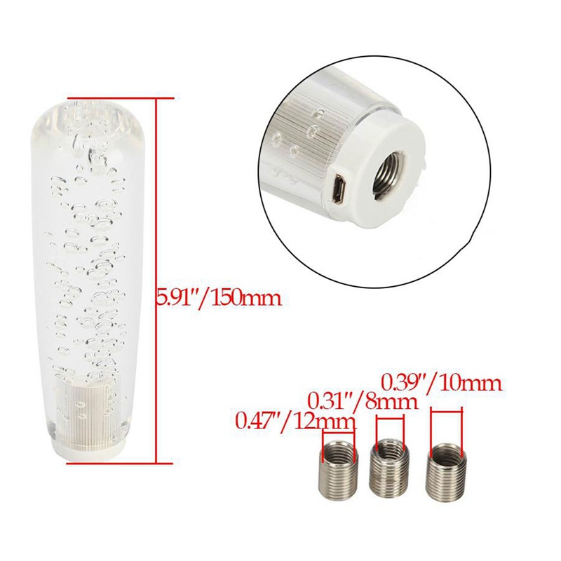 Tay Nắm Cần Số Xe Hơi Có Đèn LED Màu gradient Hình Bong Bóng Trong Suốt 1015 / 20 / 25 / 30CM