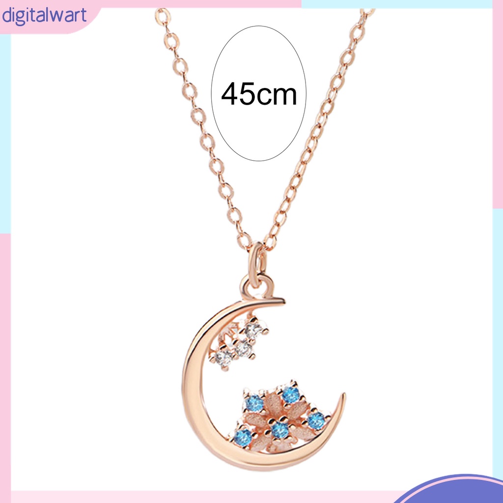 Vòng cổ Mặt Hình Mặt Trăng Và Bông Tuyết Đính Đá Chống Mài Mòn Phong Cách Hàn Quốc