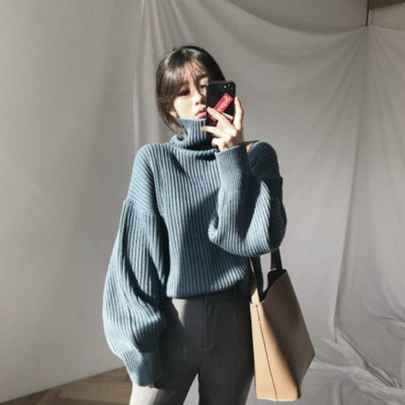 Áo len tay dài cổ lọ thời trang dành cho phụ nữ