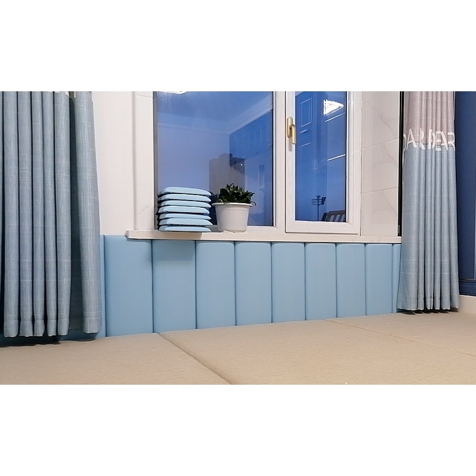 Miếng xốp nệm da kuayu dán tường màu trơn dày 3cm trang trí phòng ngủ đầu giường chống va đập an toàn cho bé