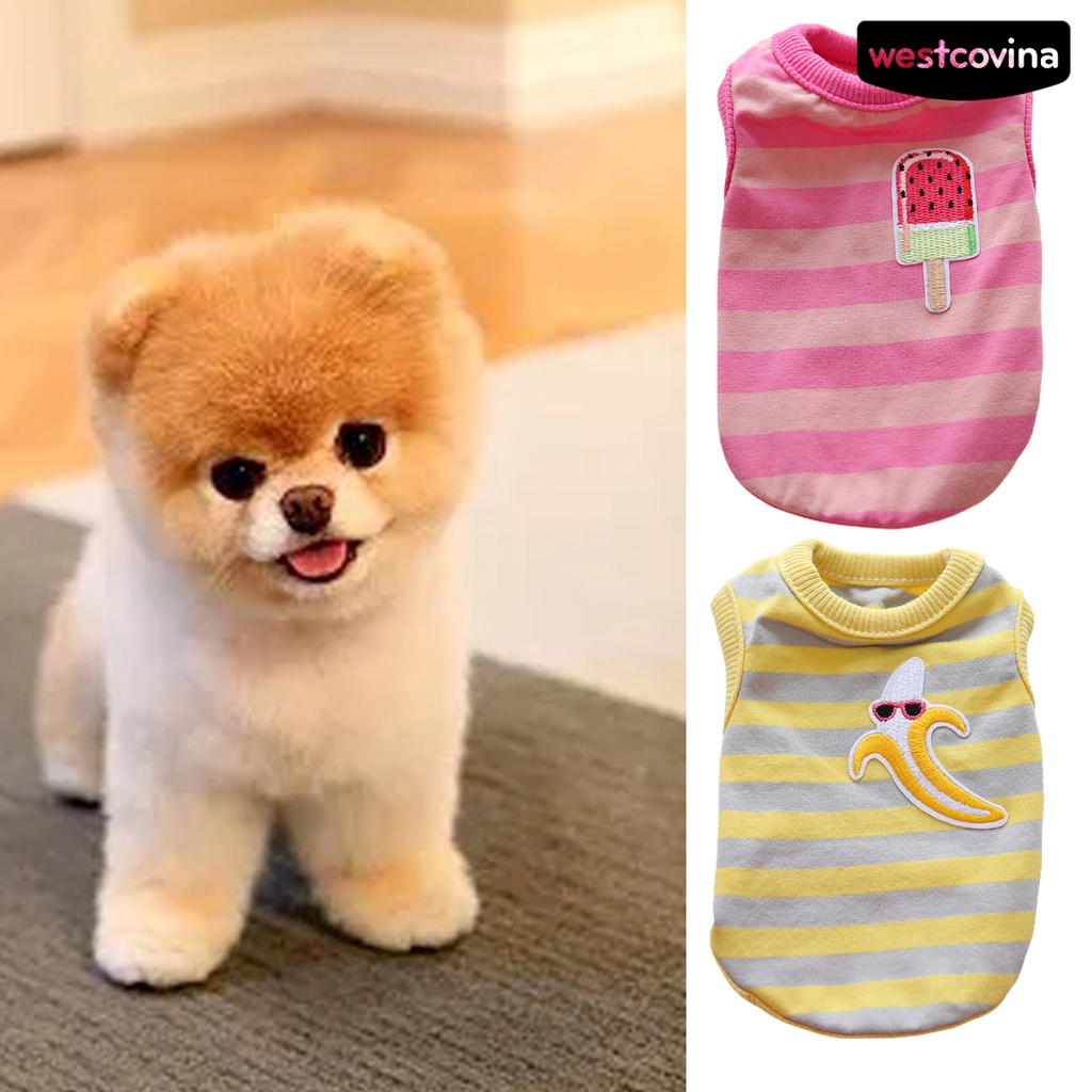 [Mới]♞Áo Thun Họa Tiết Sọc Thoáng Khí Thời Trang Dành Cho Thú Cưng
