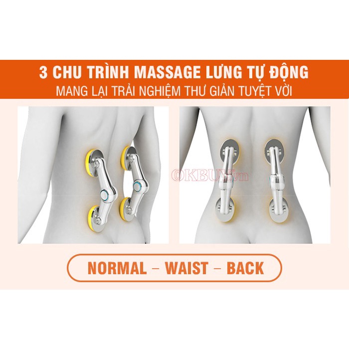 [OKBUY.VN] Ghế Massage Lưng, Cổ, Mông Xoa Bóp Dây Ấn Rung, Nhiệt Hồng Ngoại Nikio NK-180 - Màu vàng - CHÍNH HÃNG