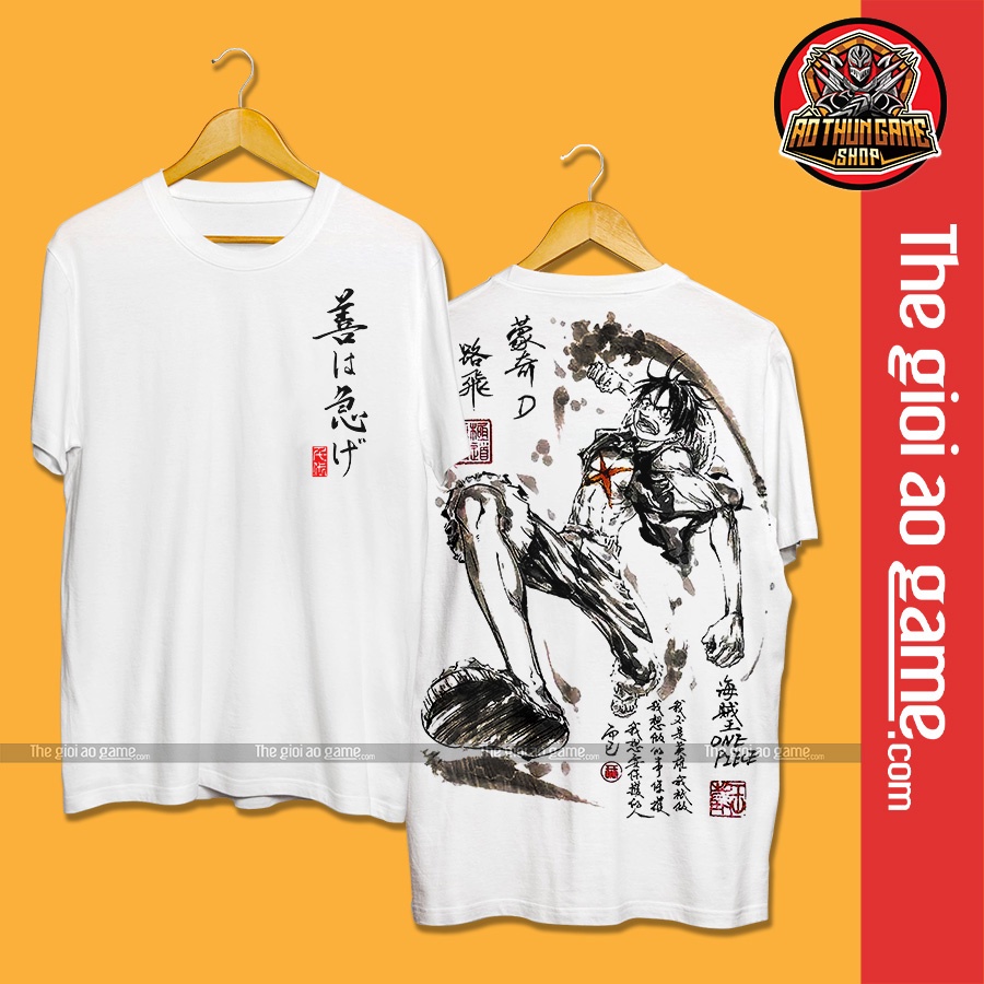 Áo one piece luffy nam nữ Áo thun one piece luffy trắng form rộng unisex cotton co giãn thoáng mát TGAG 07