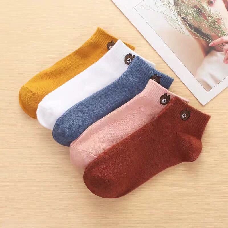 SET 10 đôi Tất/Vớ Gấu cổ ngắn kèm túi gấu siêu cute