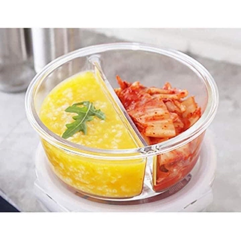 Hộp thuỷ tinh tròn chia ngăn chịu nhiệt 900ml