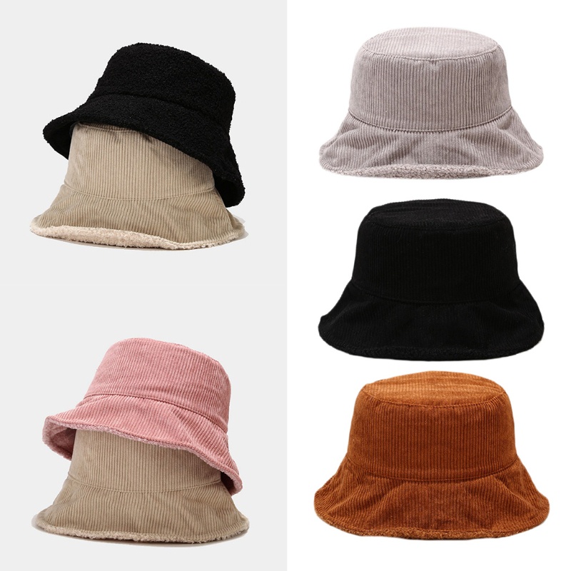Mũ xô vải nhung hai mặt màu sắc giản đơn phong cách mùa đông hợp thời trang dành cho nữ