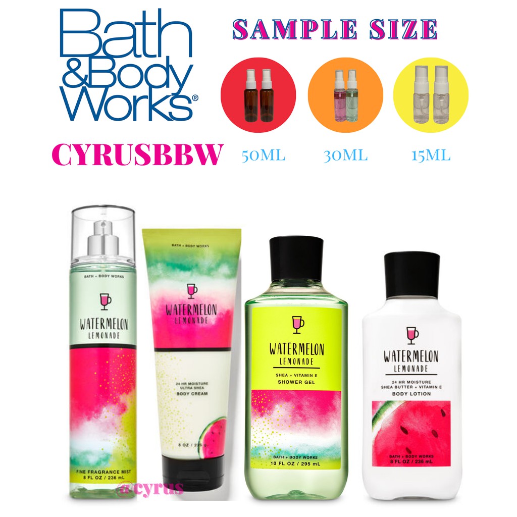 Bộ Sản phẩm Mist Xịt Toàn Thân, Gel Tắm,Lotion Bath & Body Works Watermelon Lemonade Từ Mỹ