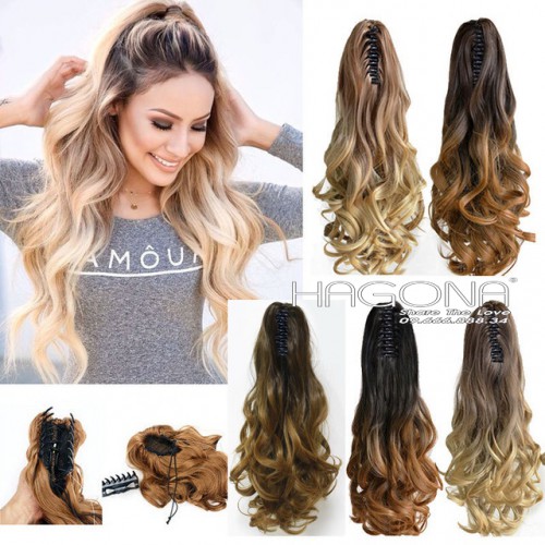 Tóc giả cột , ngoạm đuôi xoăn 100% tóc thật ngang lưng 60cm