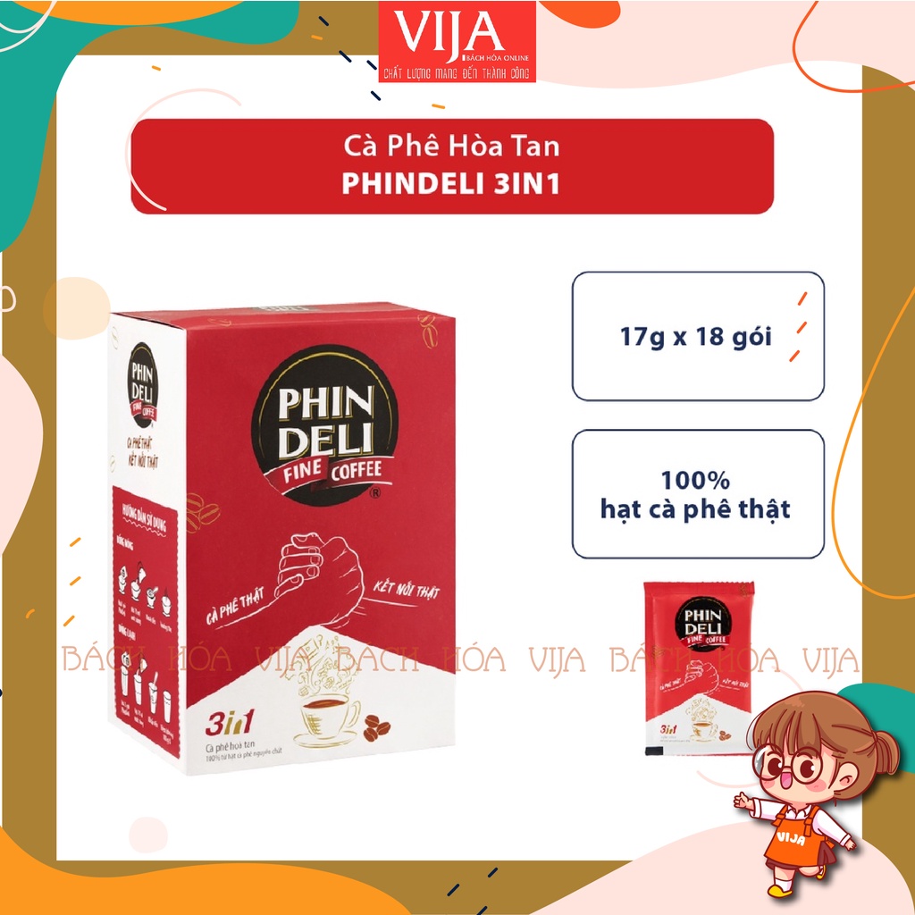 Cà Phê Hòa Tan Phin Deli 3in1 (17g x 18 gói) Date T12/22