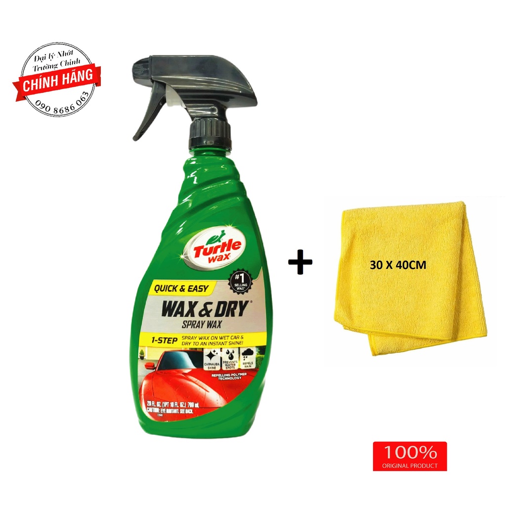 Chai dưỡng bóng sơn xe cao cấp Turtle Wax &amp; Dry nhập khẩu USA 769ML