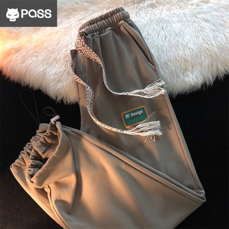 Quần Jogger Ống Rộng Logo Bo Gấu Nam Nữ Chất Nỉ Ngoại Dày Dặn Unisex (Ảnh thật/Có sẵn)