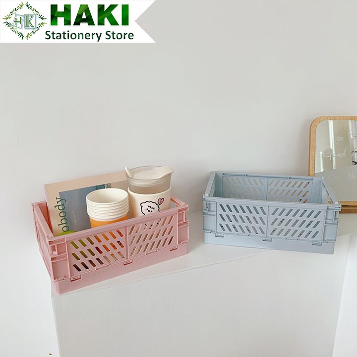 Kệ đựng đồ bằng nhựa HAKI có thể gấp gọn nhiều màu tiện lợi KN01