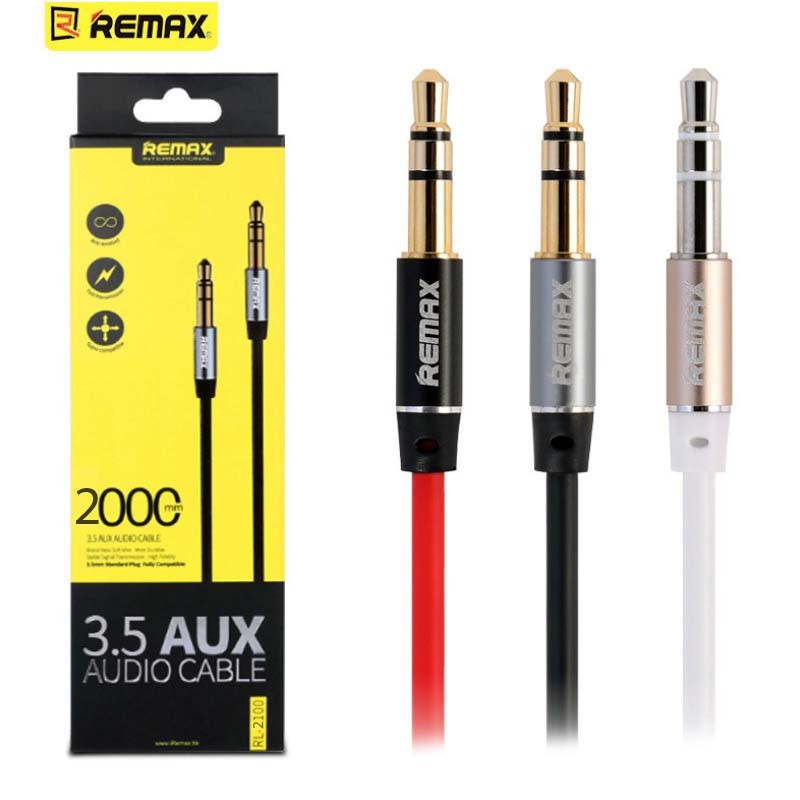 Jack audio 2 đầu 3.5 REMAX chính hãng (1 Mét) - Cáp 3.5 AUX Remax dây dẹp