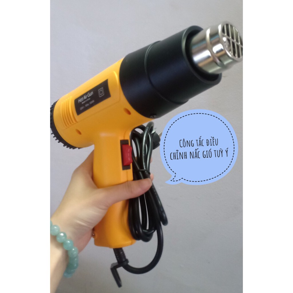 máy khò AirGun - máy khò hơi nóng chính hàng, công suất cao, có 12 nấc điều chỉnh nhiệt và gió siêu tiện