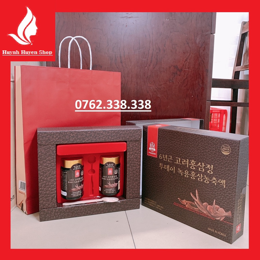 Cao hồng sâm linh chi nhung hươu Hàn Quốc hộp 240g*2