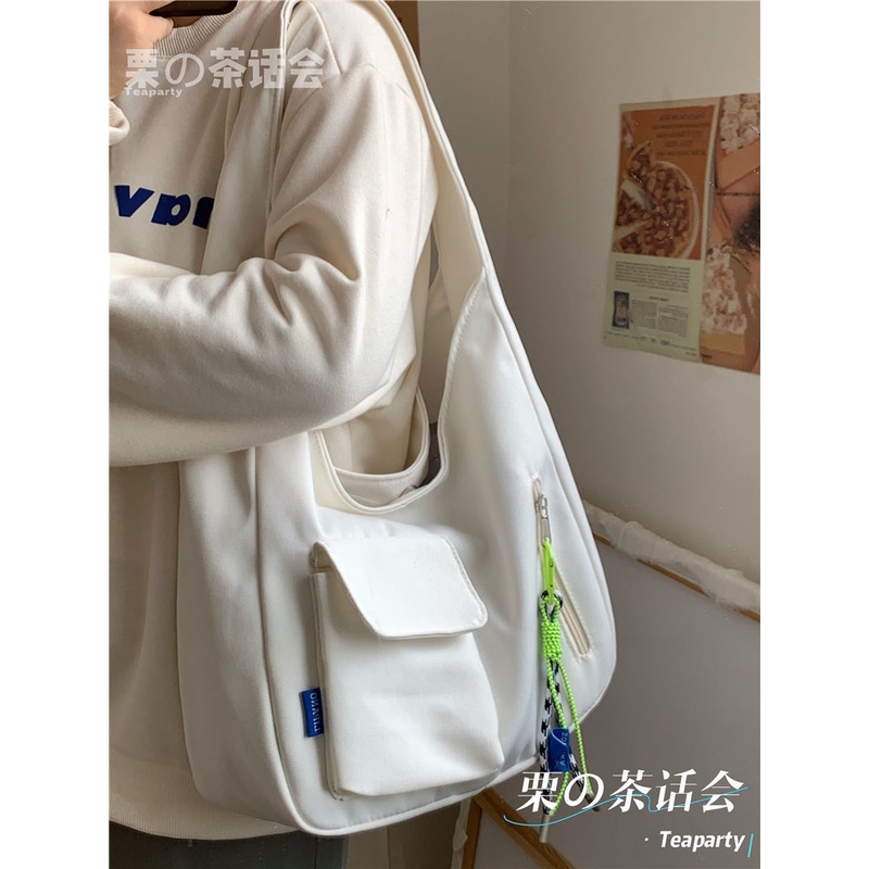 Túi Xách Đeo Vai Vải Bạt Ngăn Chứa Rộng Phong Cách Mori Phong Cách Mới Dễ Phối Đồ Cho Nữ