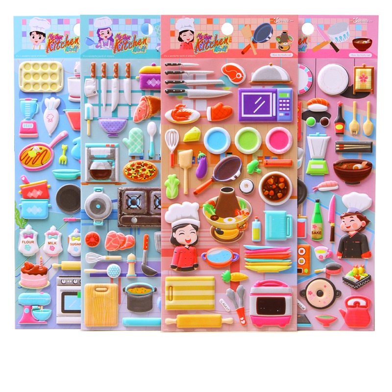 Đồ chơi sticker chủ đề nấu ăn nhà bếp cho bé hình dán 3D vừa chơi vừa học luyện tập trí thông minh
