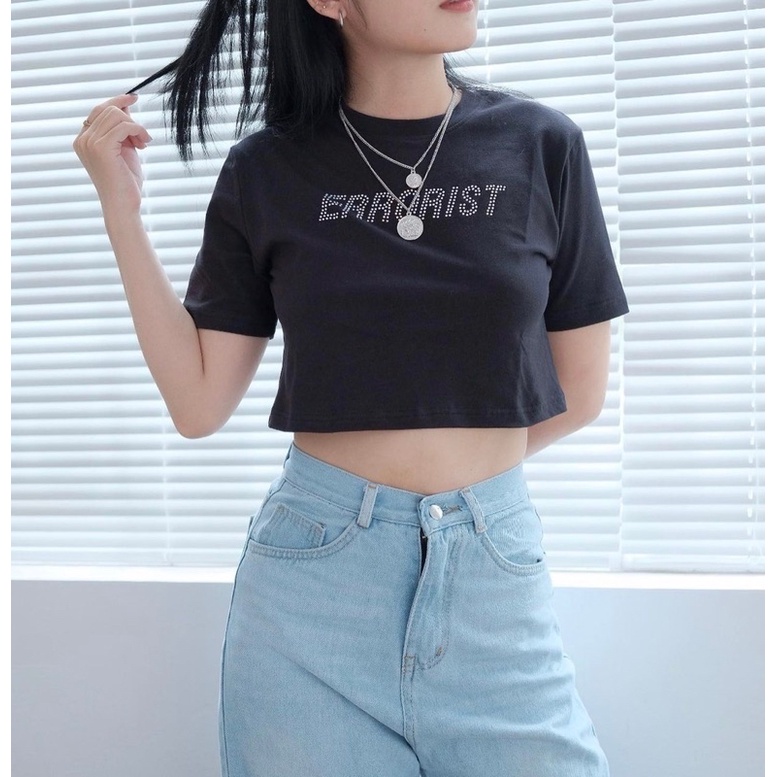 Áo ERRORIST Ruby croptop trắng/ đen