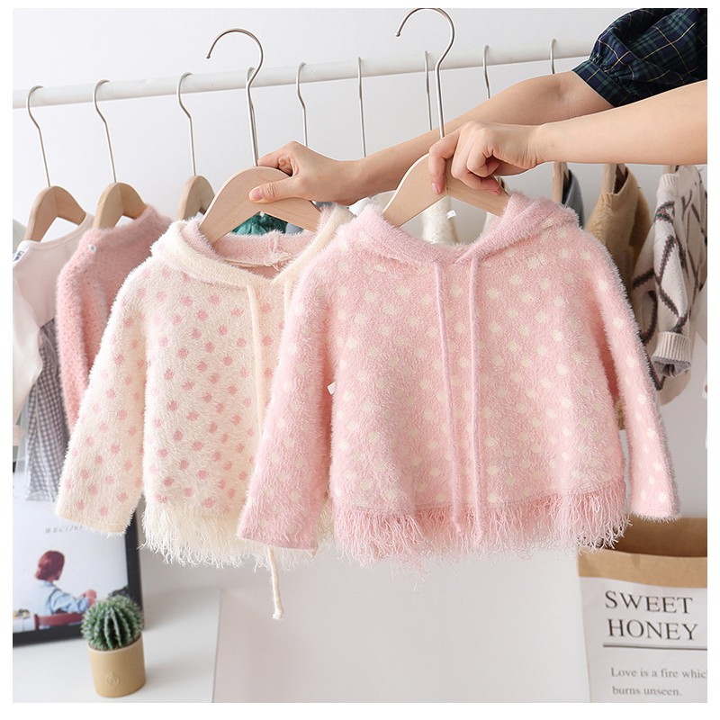 Áo len chấm bi điệu đà bé gái size 10-20kg [AL22]