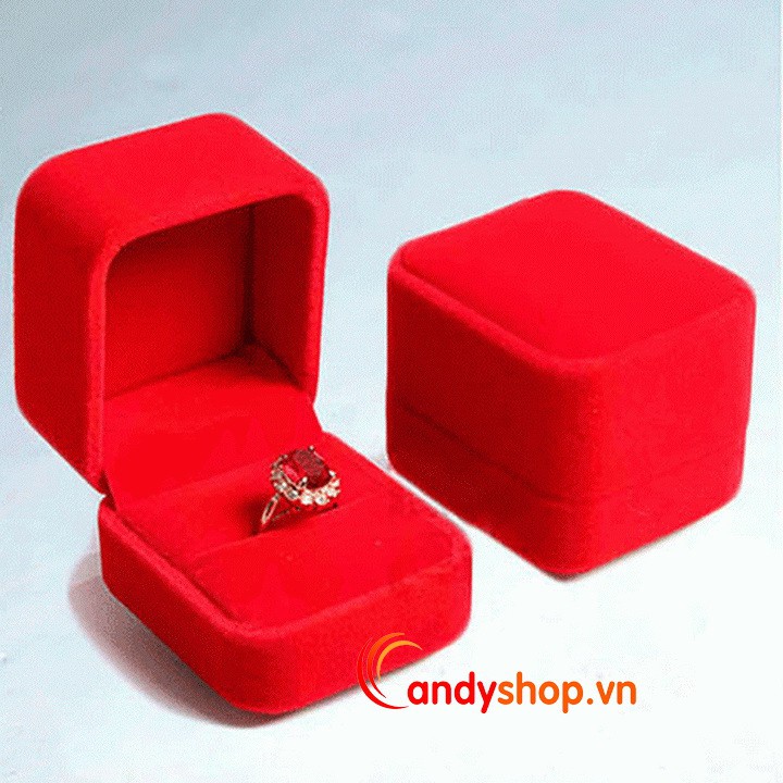 Hộp đựng nhẫn, bông tai vải nhung candyshop88