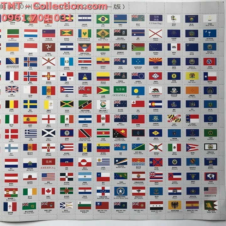 Cờ Các Nước; Có 350 lá cờ nhỏ của tất cả các quốc gia trên thế giới; hai loại kích thước-SP000080