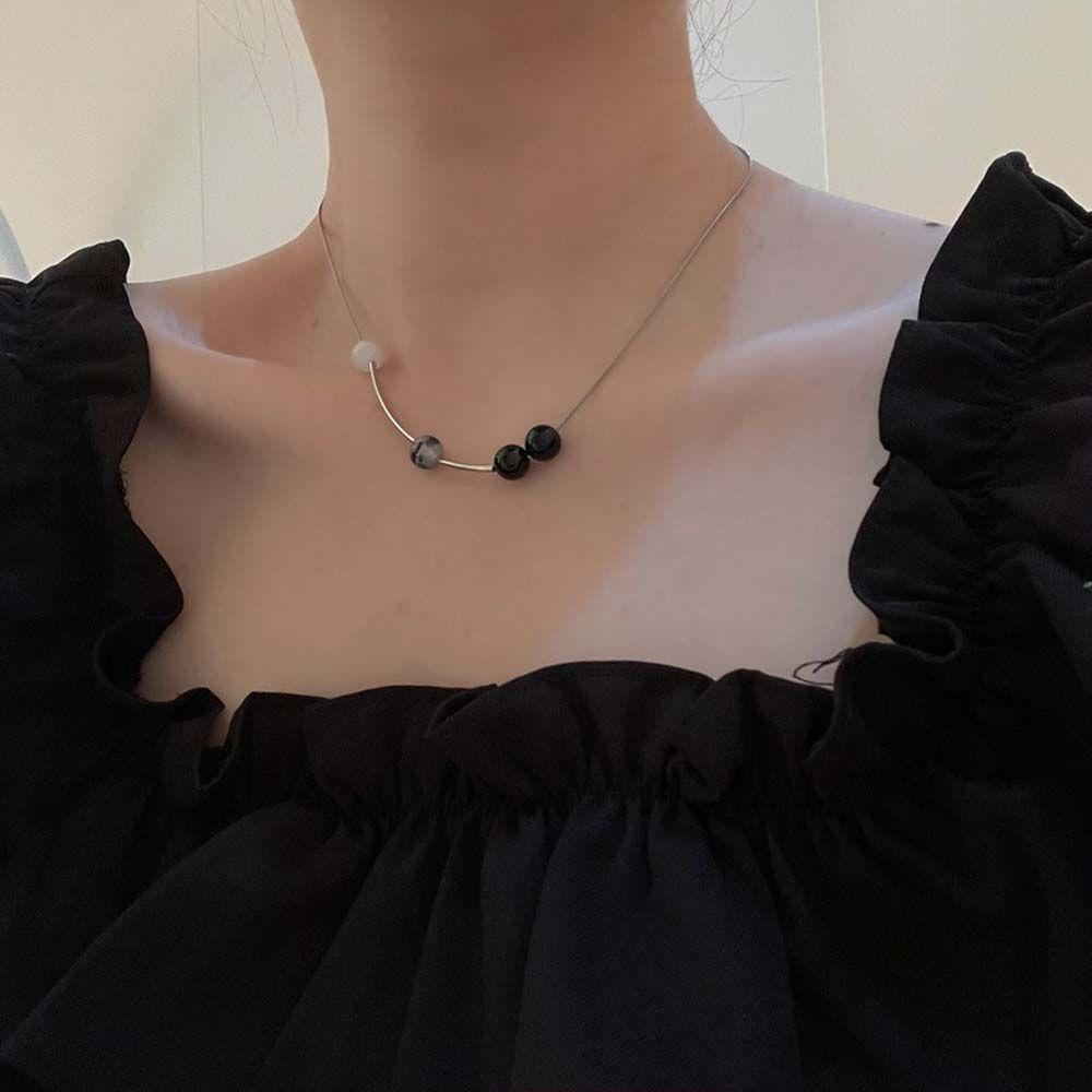 Vòng Cổ Dây Xích Phong Cách Punk Đơn Giản Cho Nữ|Vòng Cổ Choker Thép Titan Đính Hạt Phong Cách Hàn Quốc