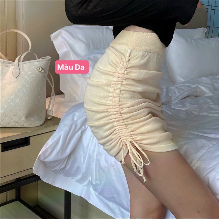 Chân váy body lưng cao rút dây 2 bên sexy . chất thun gân co giãn mềm mịn